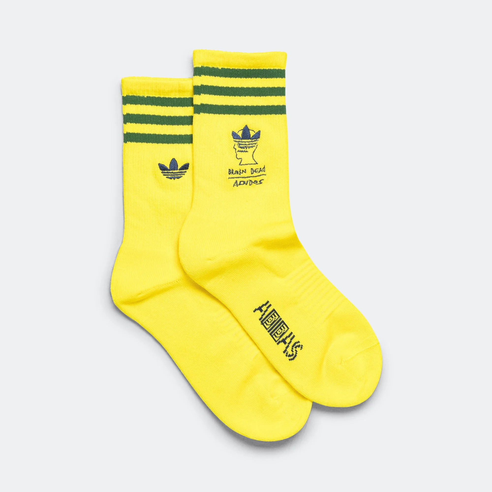 Adidas Clothing Crew Sock x Brain Dead - Yellow/Collegiate Navy