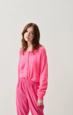American Vintage Women's Clothing Cardigan Dam19e Rose-Fluo