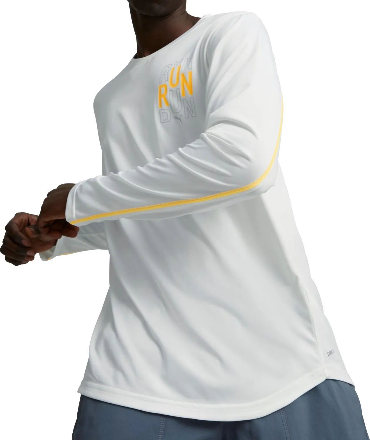 Clothing Puma  Men Puma Run Graphic Long Sleeve Mens Running Top - White