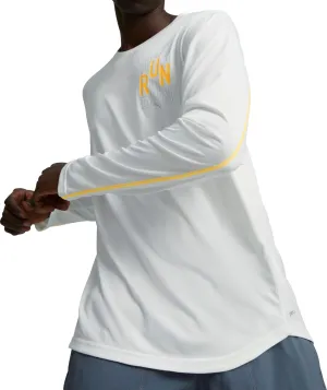 Clothing Puma  Men Puma Run Graphic Long Sleeve Mens Running Top - White