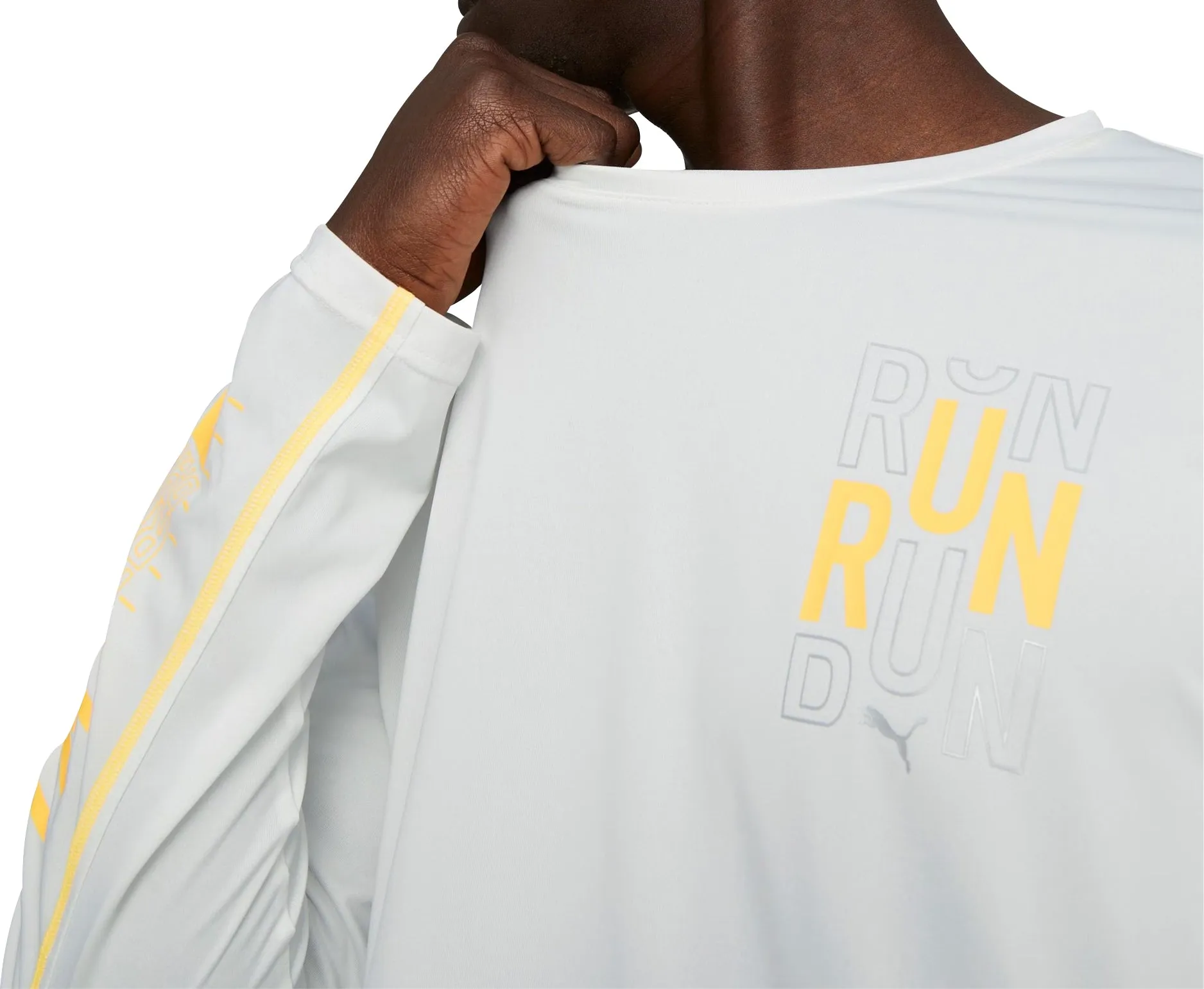 Clothing Puma  Men Puma Run Graphic Long Sleeve Mens Running Top - White