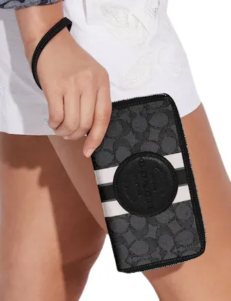 Coach Dempsey Large Phone Wallet In Signature Jacquard With Stripe And Coach Patch Coach Bags