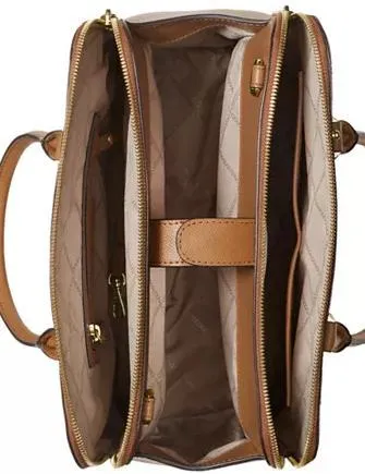 Michael Michael Kors Houston Double Zip Crossgrain Leather Satchel Michael Kors Bags