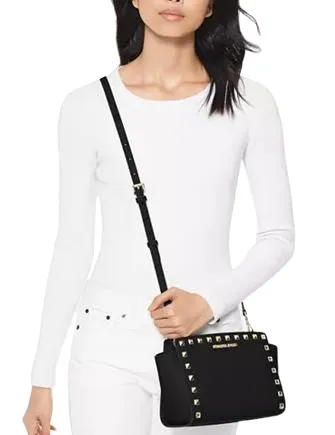 Michael Michael Kors Selma Medium Studded Saffiano Messenger Michael Kors Bags