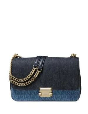 Michael Michael Kors Sloan Signature Denim Chain Shoulder Bag Michael Kors Bags
