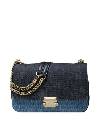 Michael Michael Kors Sloan Signature Denim Chain Shoulder Bag Michael Kors Bags