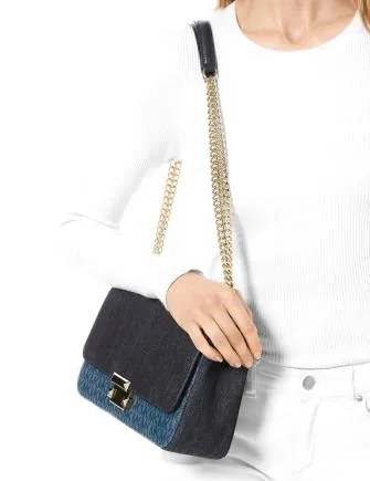 Michael Michael Kors Sloan Signature Denim Chain Shoulder Bag Michael Kors Bags