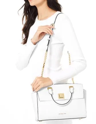 Michael Michael Kors Sylvia Crossgrain Leather Top Zip Satchel Michael Kors Bags