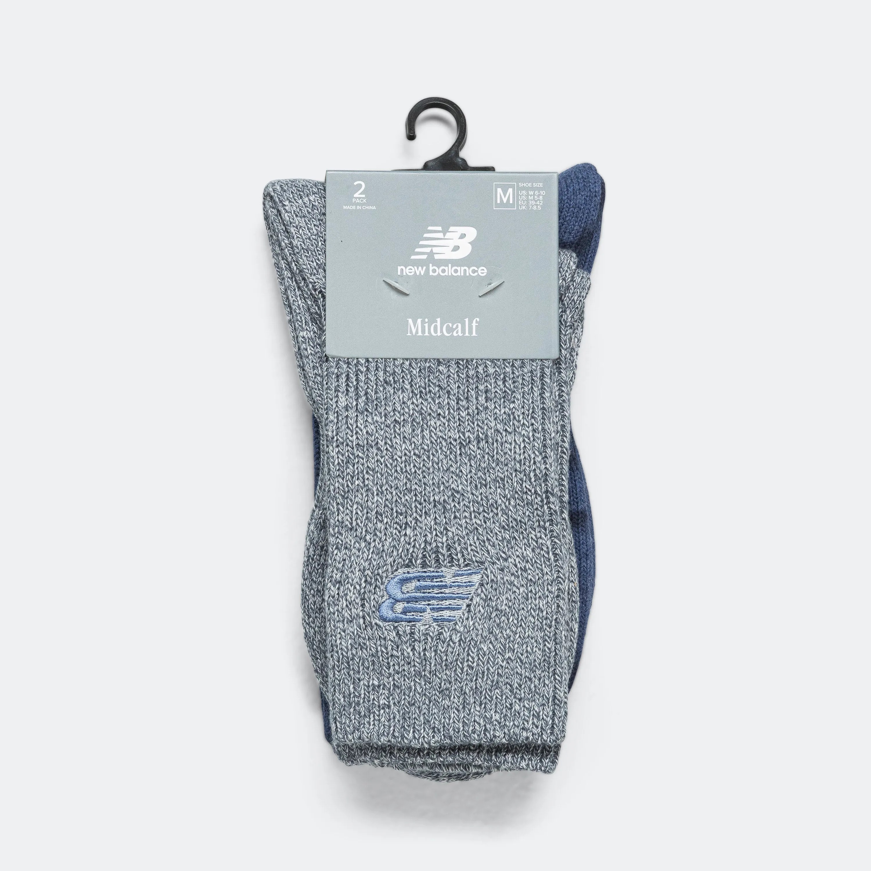 New Balance Clothing Ribbed Cuff Mid Calf Socks 2 Pack - Navy