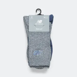New Balance Clothing Ribbed Cuff Mid Calf Socks 2 Pack - Navy
