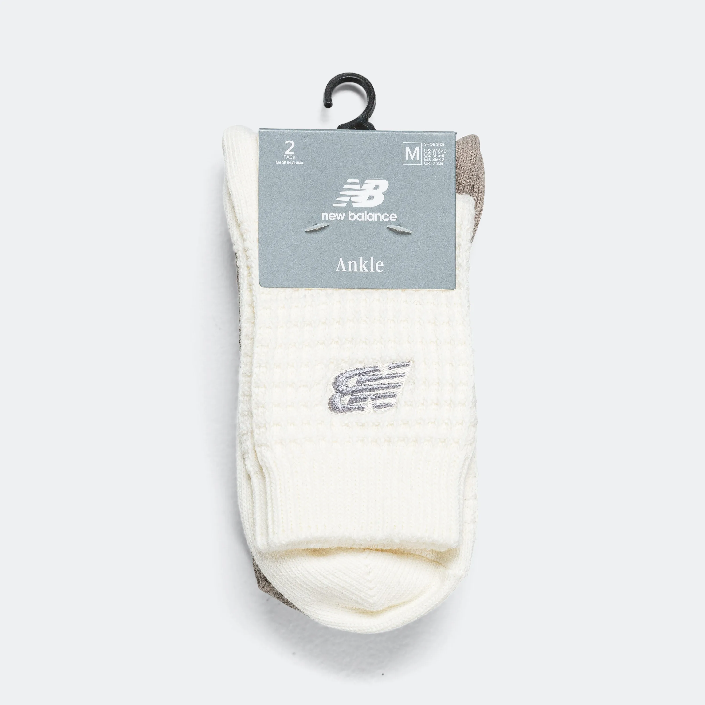 New Balance Clothing Waffle Ankle Socks 2 Pack - Grey/White