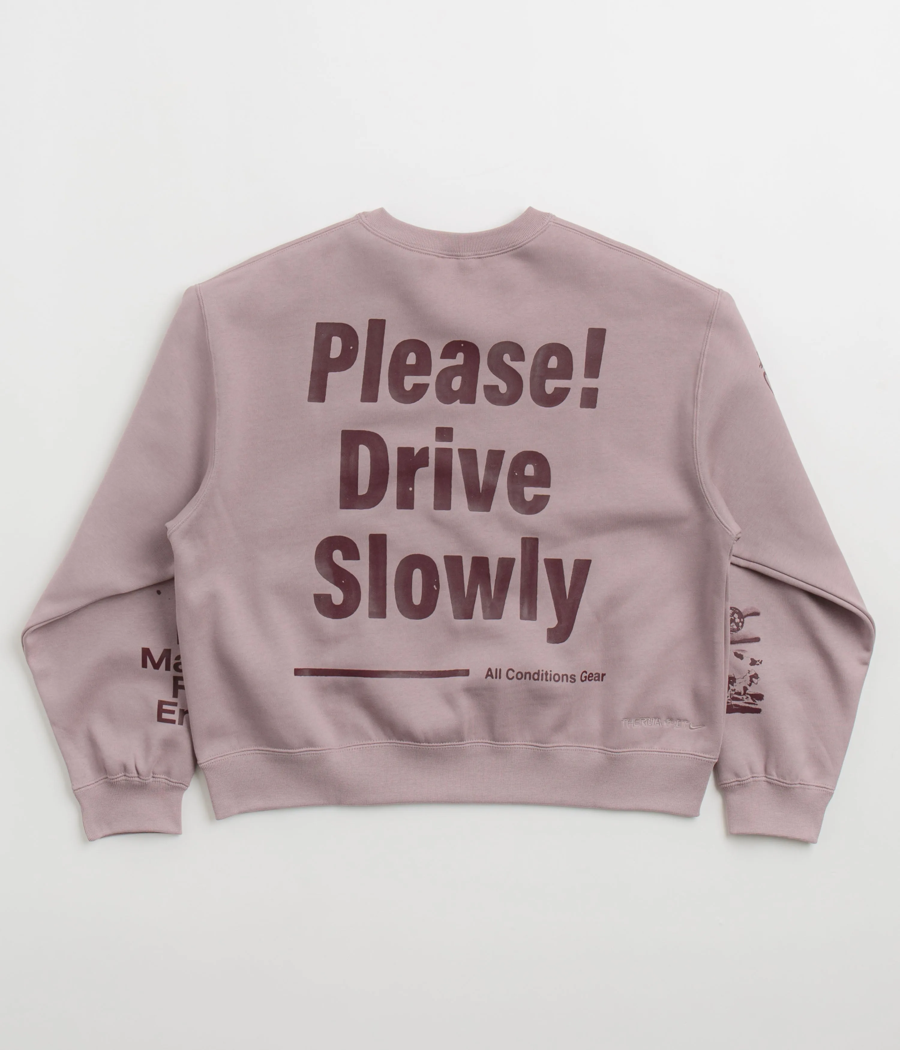Nike ACG Womens Tuff Fleece Crewneck Sweatshirt - Light Violet Ore / Burgundy Crush Nike ACG Outdoor Clothing