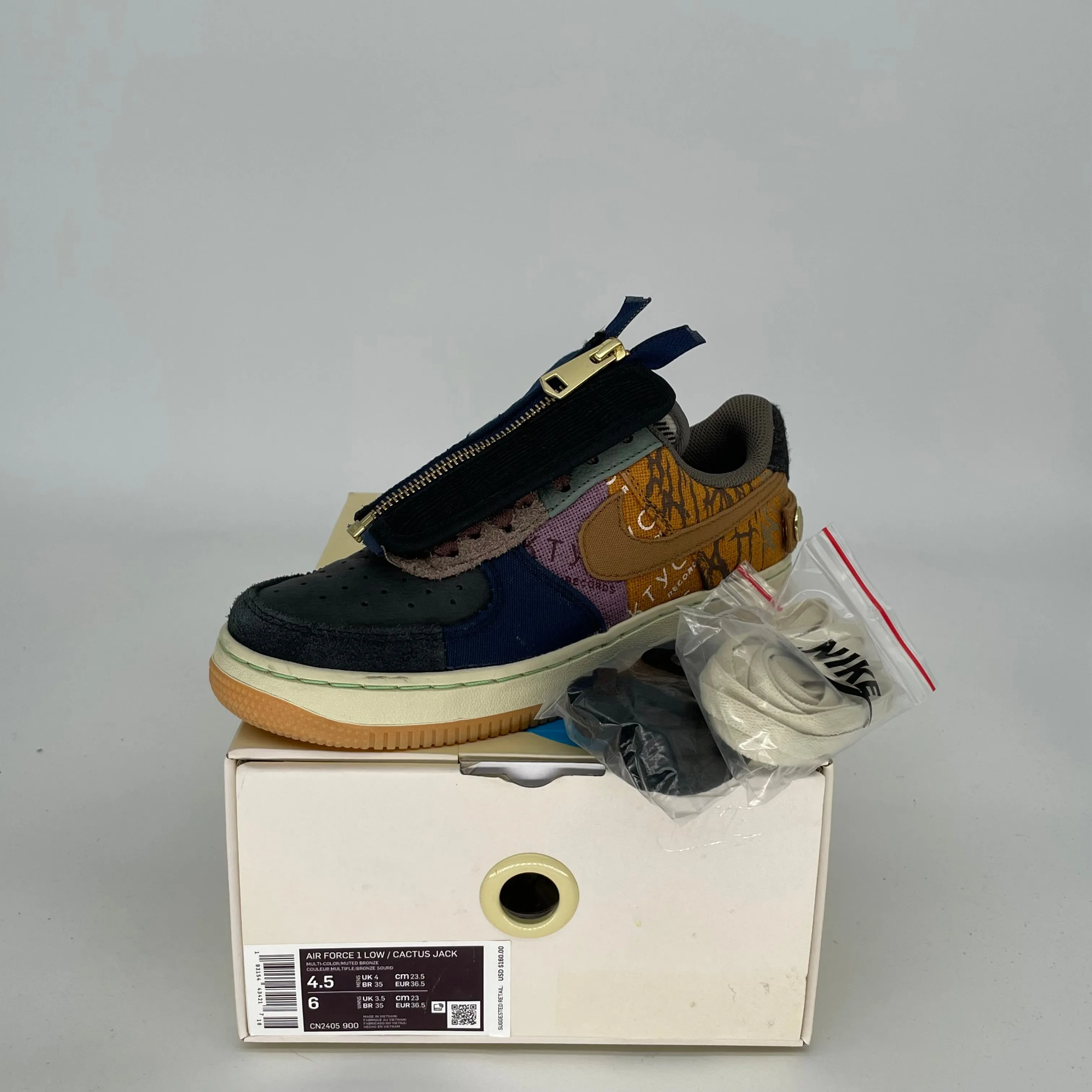 NIKE AIR FORCE 1 LOW TRAVIS SCOTT CACTUS JACK SIZE 4.5 CN2405-900