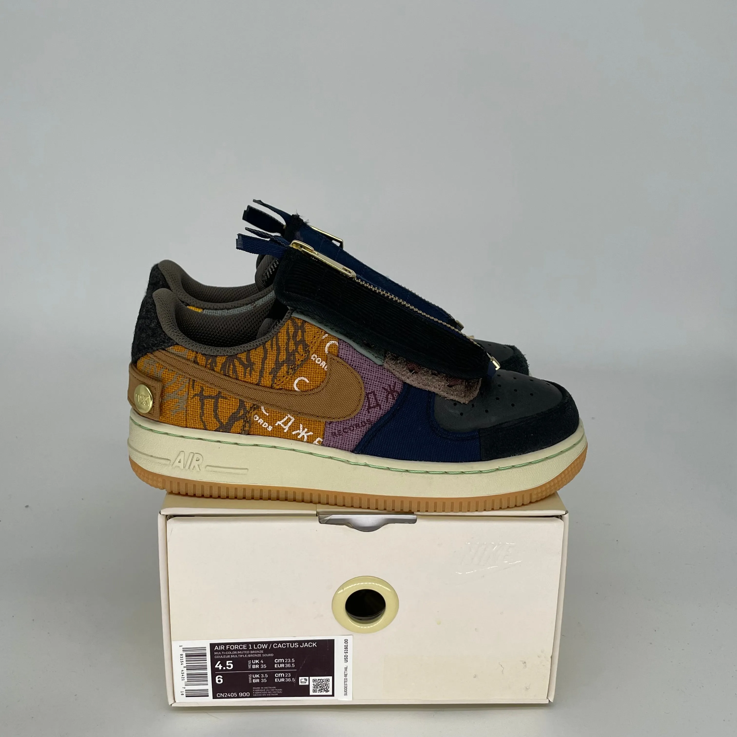 NIKE AIR FORCE 1 LOW TRAVIS SCOTT CACTUS JACK SIZE 4.5 CN2405-900