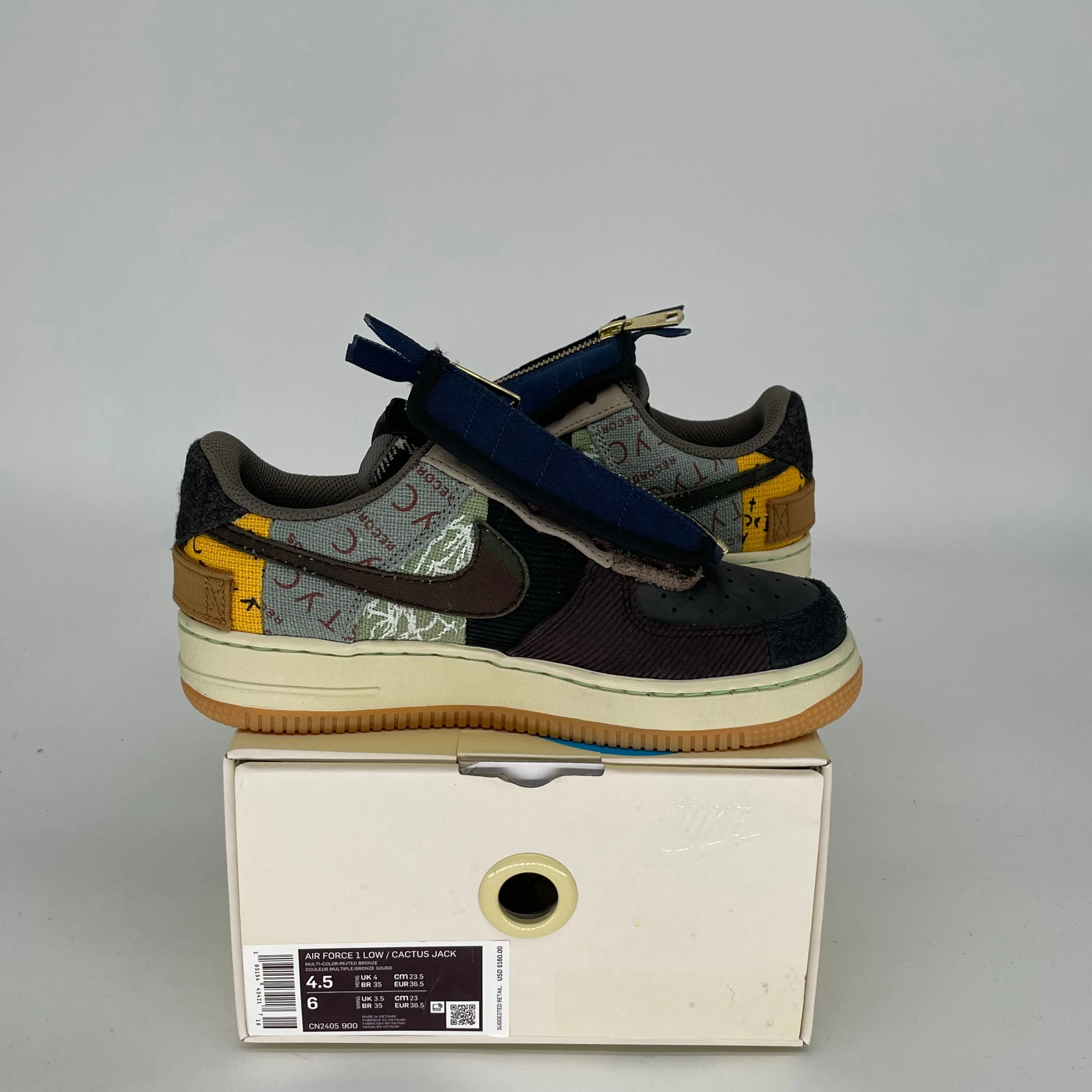 NIKE AIR FORCE 1 LOW TRAVIS SCOTT CACTUS JACK SIZE 4.5 CN2405-900
