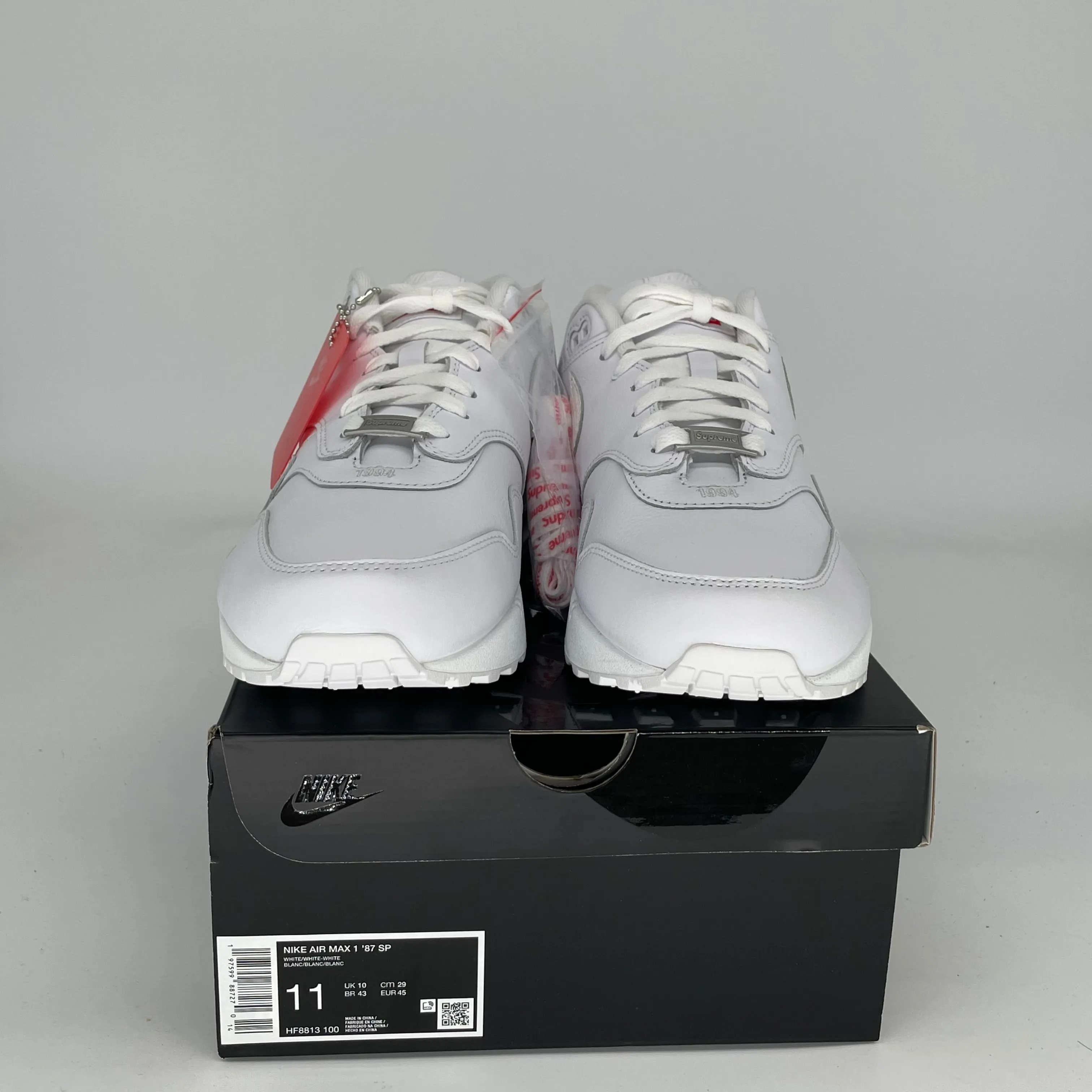 NIKE AIR MAX 1 SUPREME WHITE SIZE 11 HF8813-100