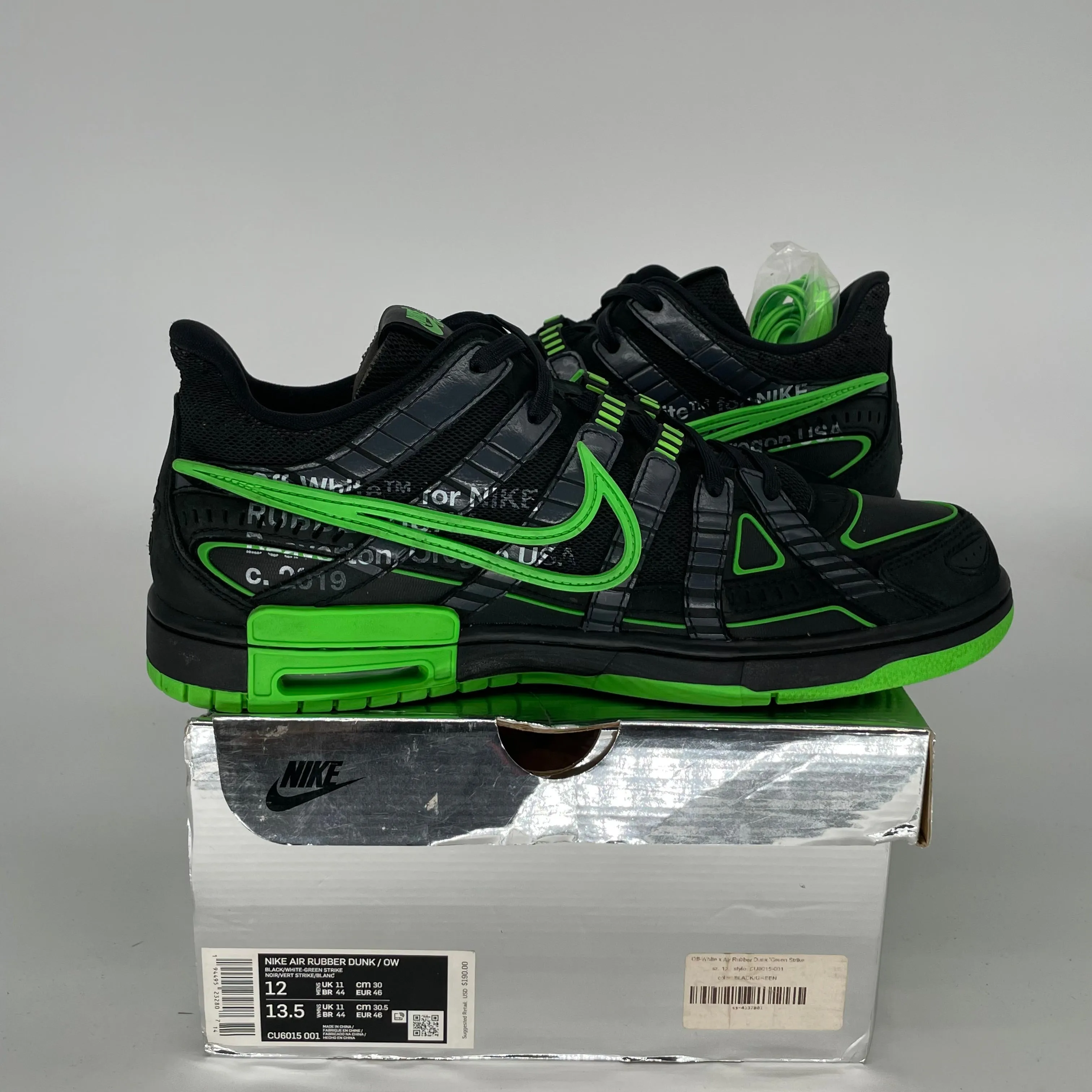 NIKE AIR RUBBER DUNK LOW OFF WHITE GREEN STRIKE SIZE 12 CU6015-001