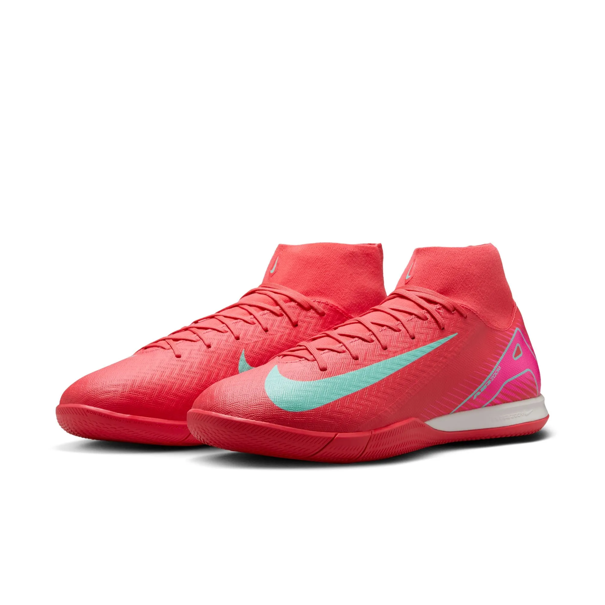 Nike Air Zoom Mercurial Superfly 10 Academy Indoor Soccer Shoes - Ember Glow/ Aurora Green