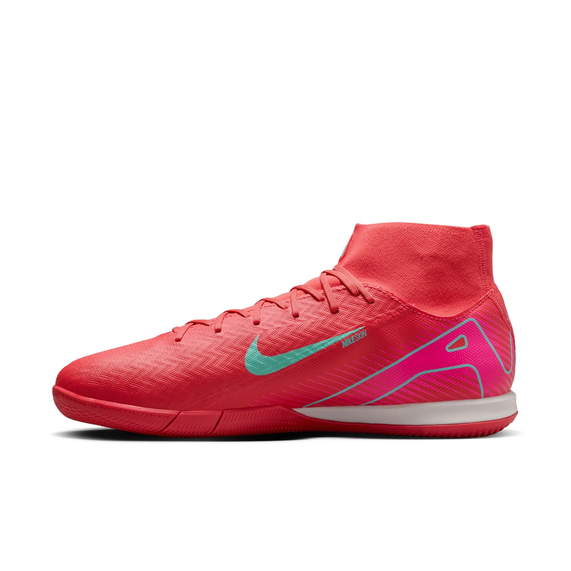 Nike Air Zoom Mercurial Superfly 10 Academy Indoor Soccer Shoes - Ember Glow/ Aurora Green
