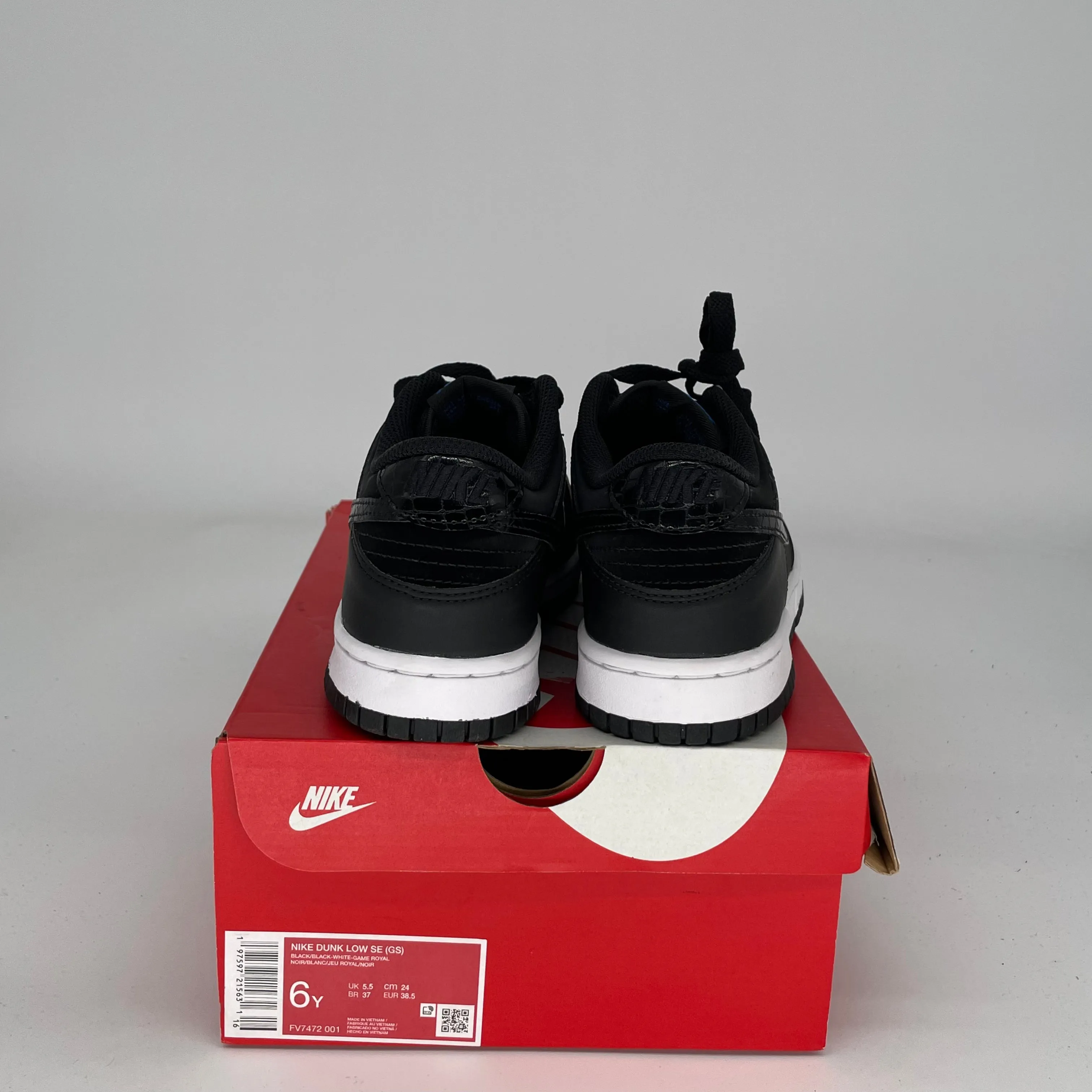 NIKE DUNK LOW BLACK CROC SIZE 6Y FV7472-001