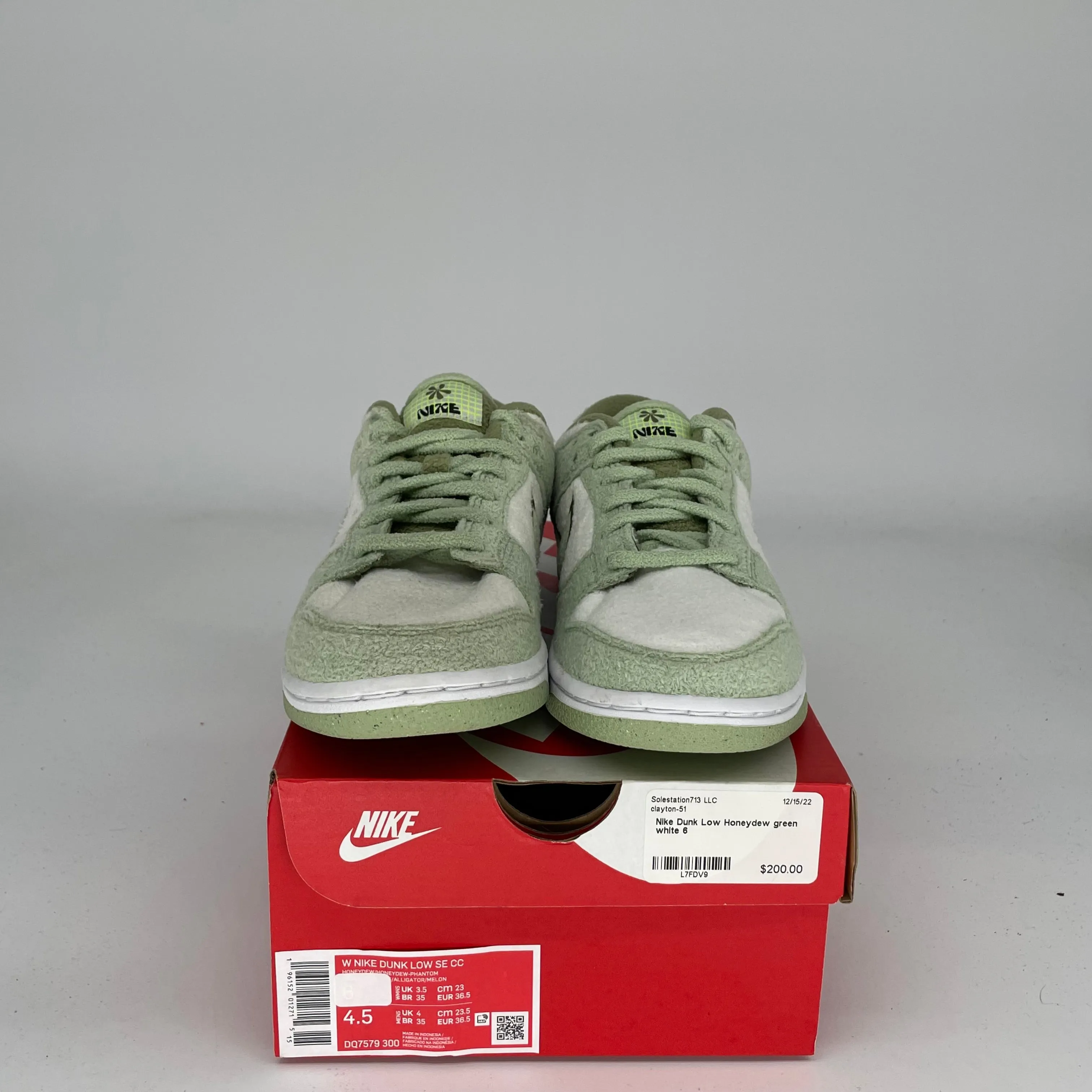 NIKE DUNK LOW FLEECE PACK HONEYDEW W SIZE 4.5/6W DQ7579-300