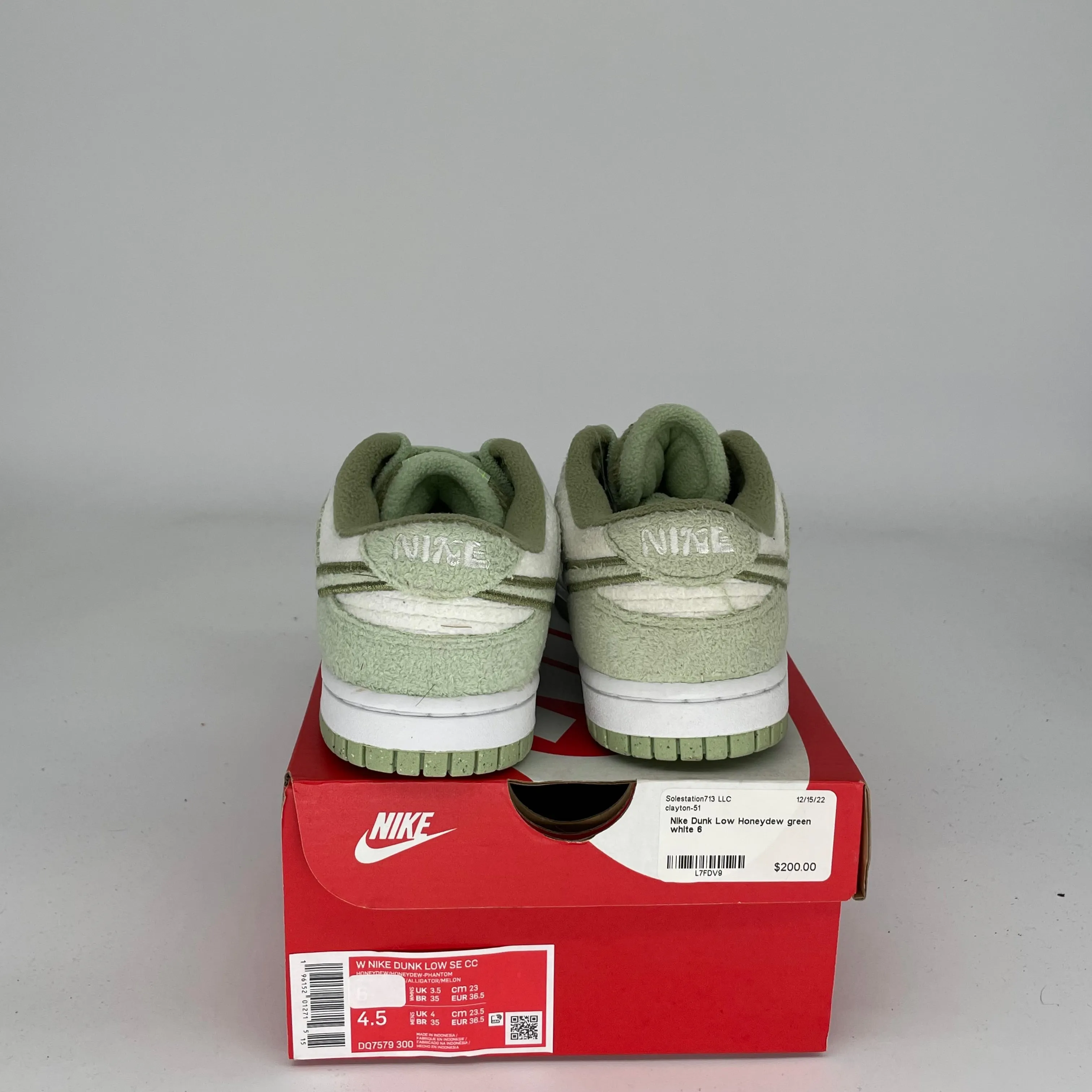NIKE DUNK LOW FLEECE PACK HONEYDEW W SIZE 4.5/6W DQ7579-300
