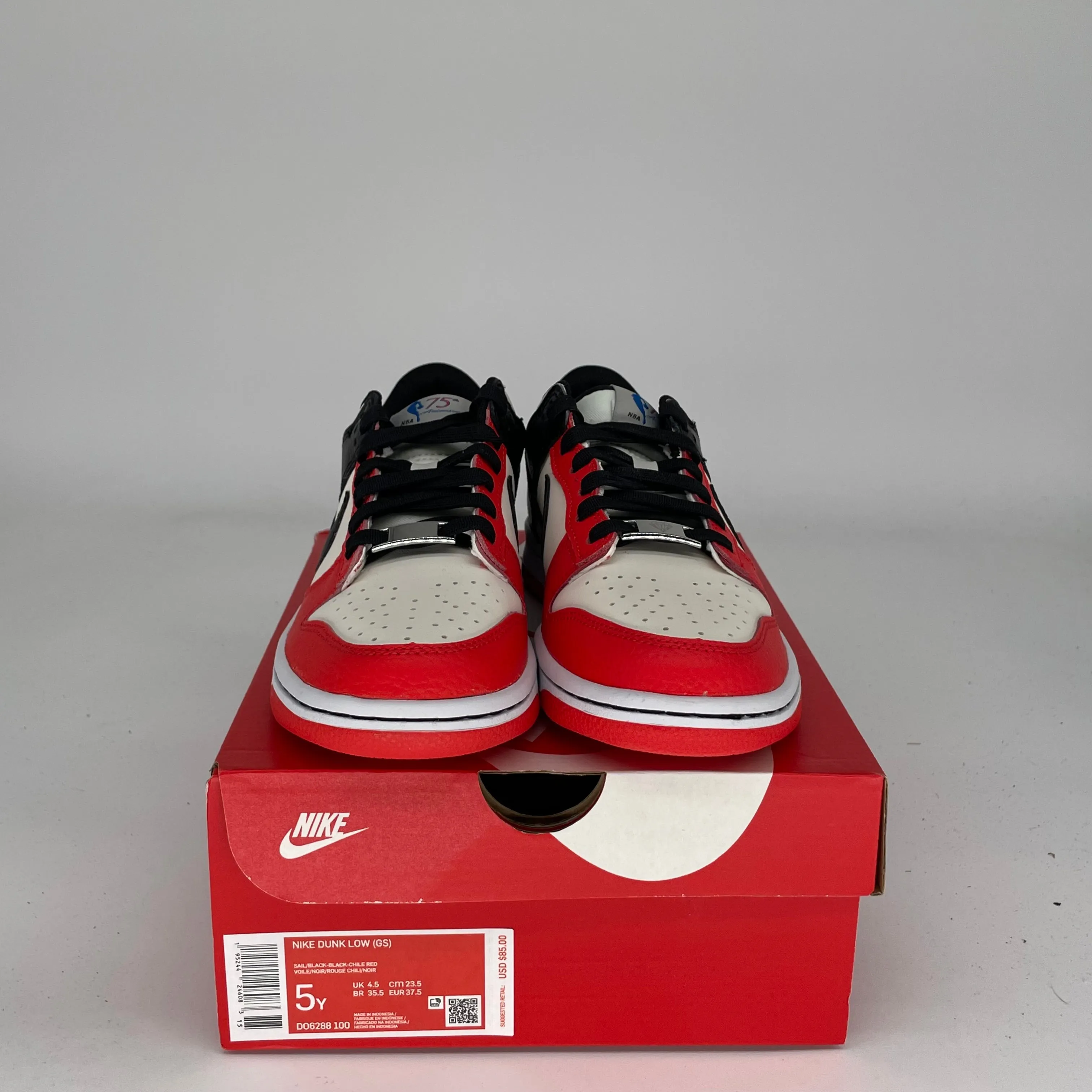 NIKE DUNK LOW NBA 75TH ANNIVERSARY CHICAGO SIZE 5Y DO6288-100