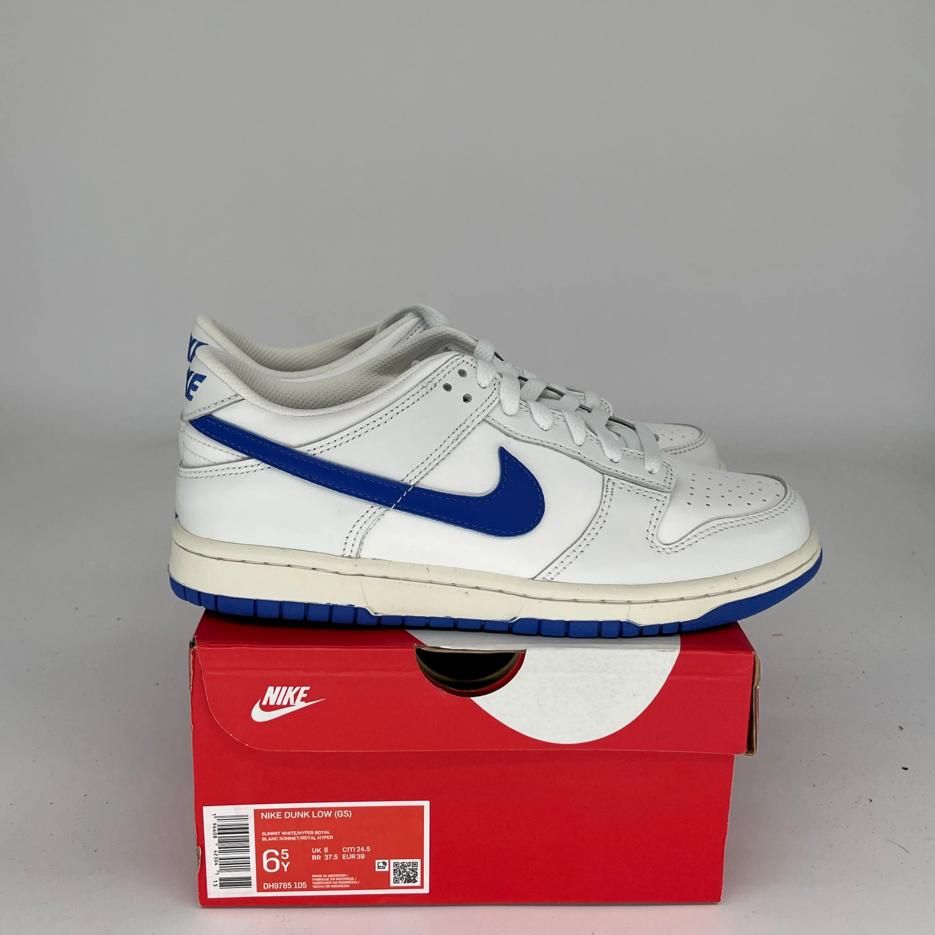 NIKE DUNK LOW SUMMIT WHITE HYPER ROYAL SIZE 6.5Y DH9765-105