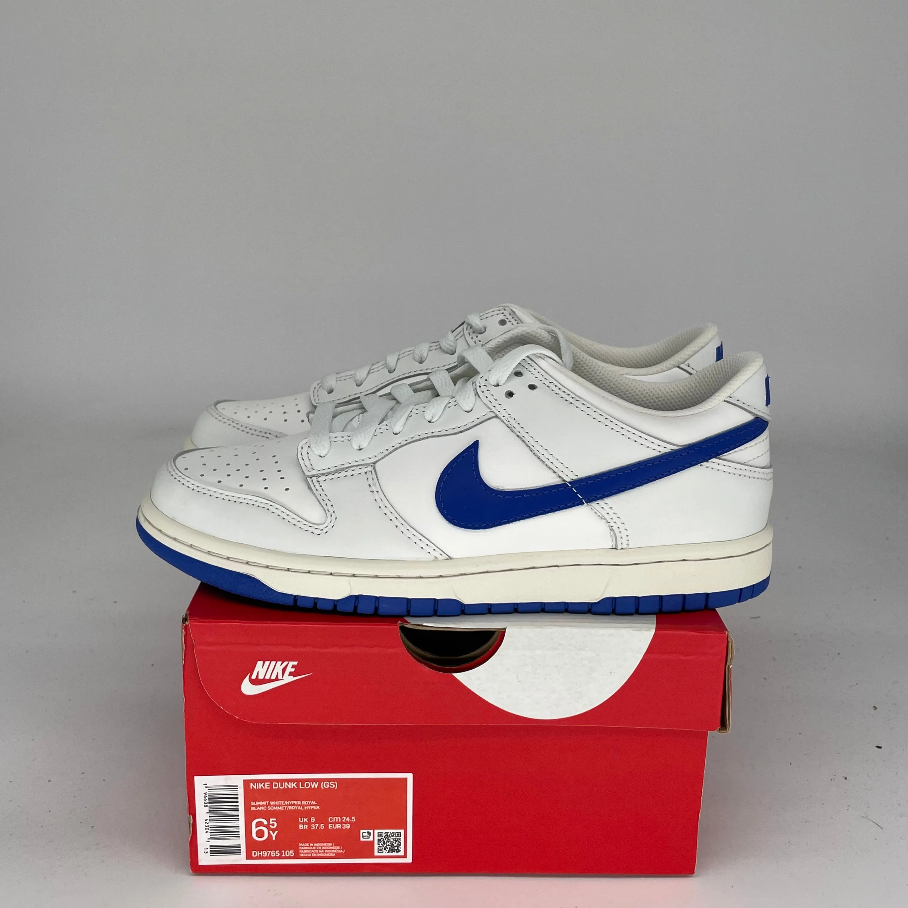 NIKE DUNK LOW SUMMIT WHITE HYPER ROYAL SIZE 6.5Y DH9765-105