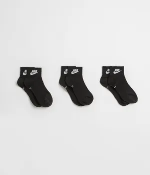 Nike Everyday Essential Ankle Socks (3 Pair) - Black / White Nike Sportswears