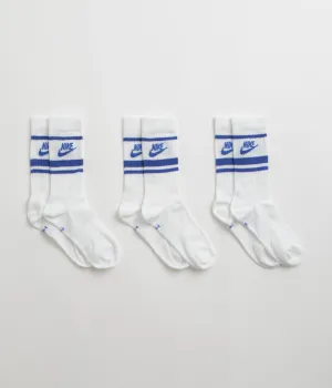 Nike Everyday Essential Crew Socks (3 Pair) - White / Game Royal / Game Royal Nike Sportswears