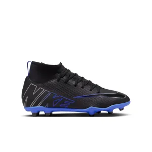Nike Junior Zoom Mercurial Superfly 9  Club FG/MG Soccer Cleat - Black Chrome/ Royal Blue