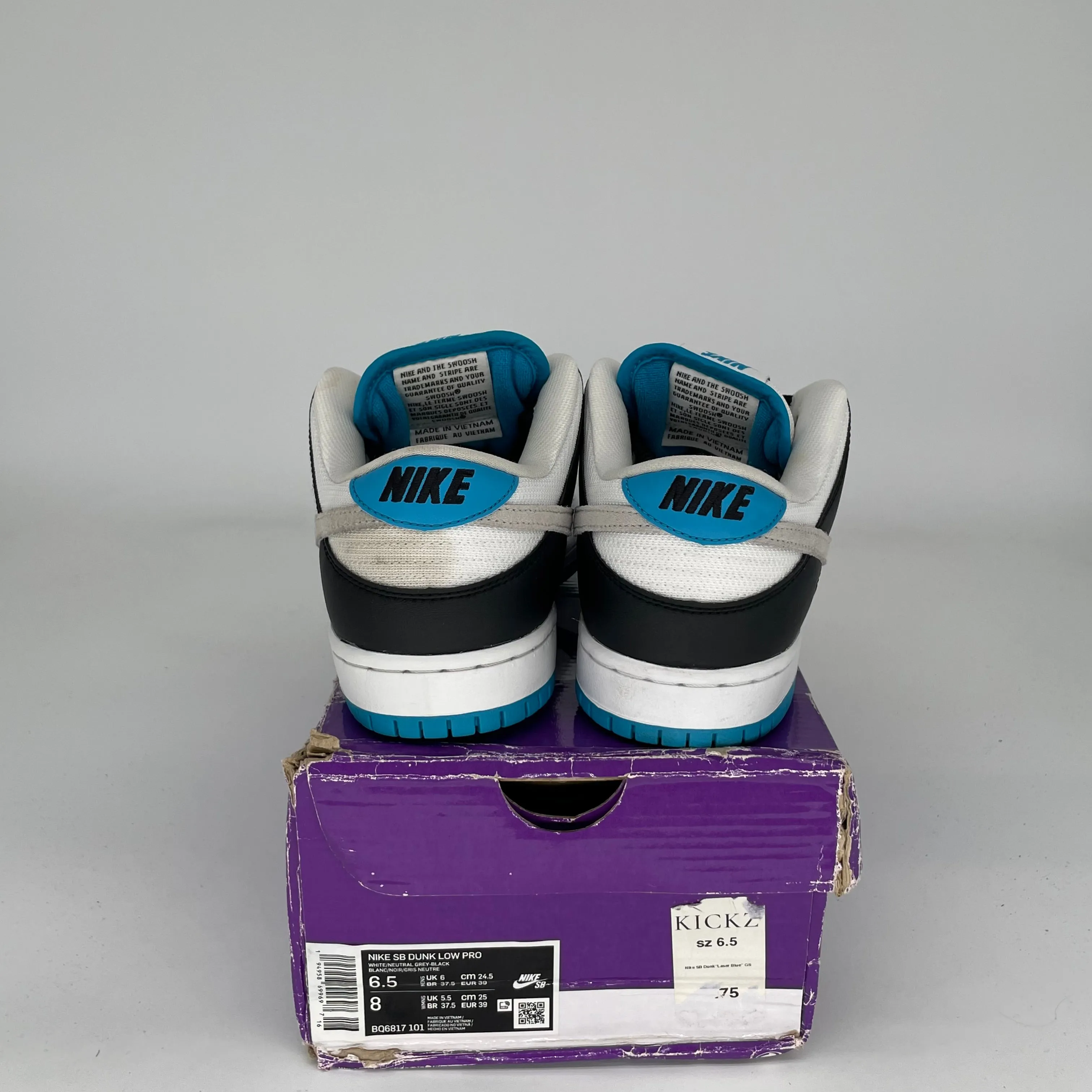 NIKE SB DUNK LOW LASER BLUE SIZE 6.5 BQ6817-101