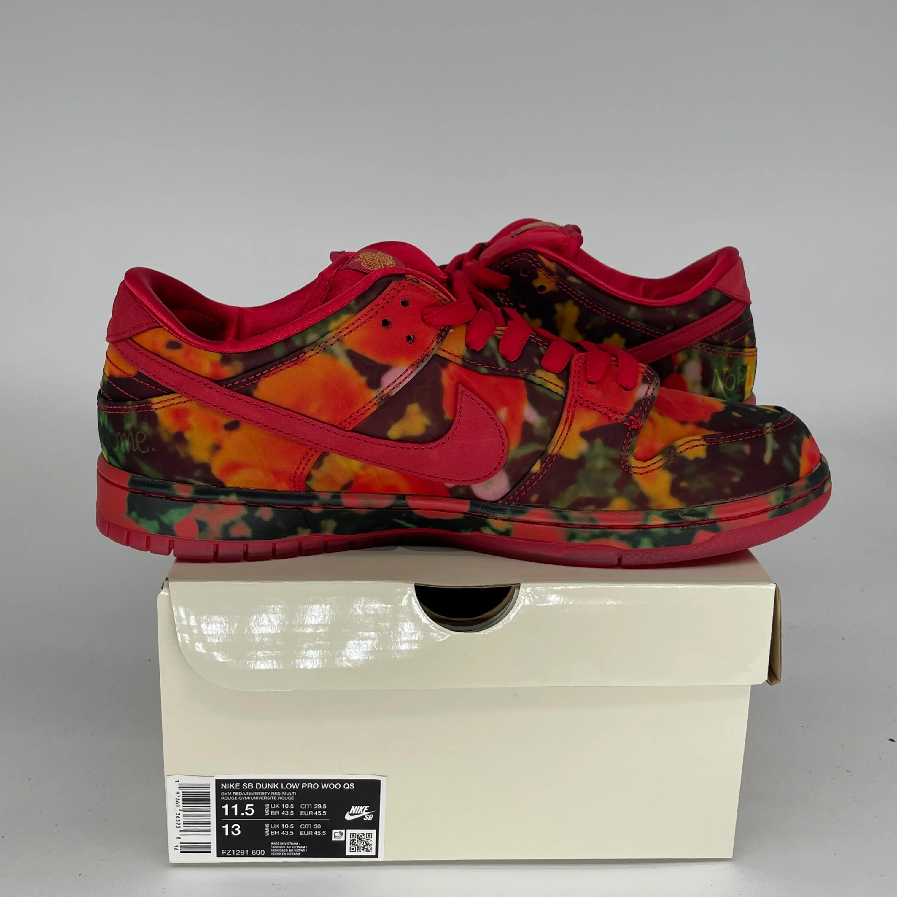 NIKE SB DUNK LOW THE WIZARD OF OZ POPPY FIELD SIZE 11.5 FZ1291-600