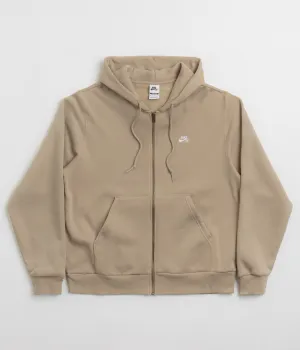 Nike SB Essential Logo Full Zip Hoodie - Khaki / White Nike SB Clothing