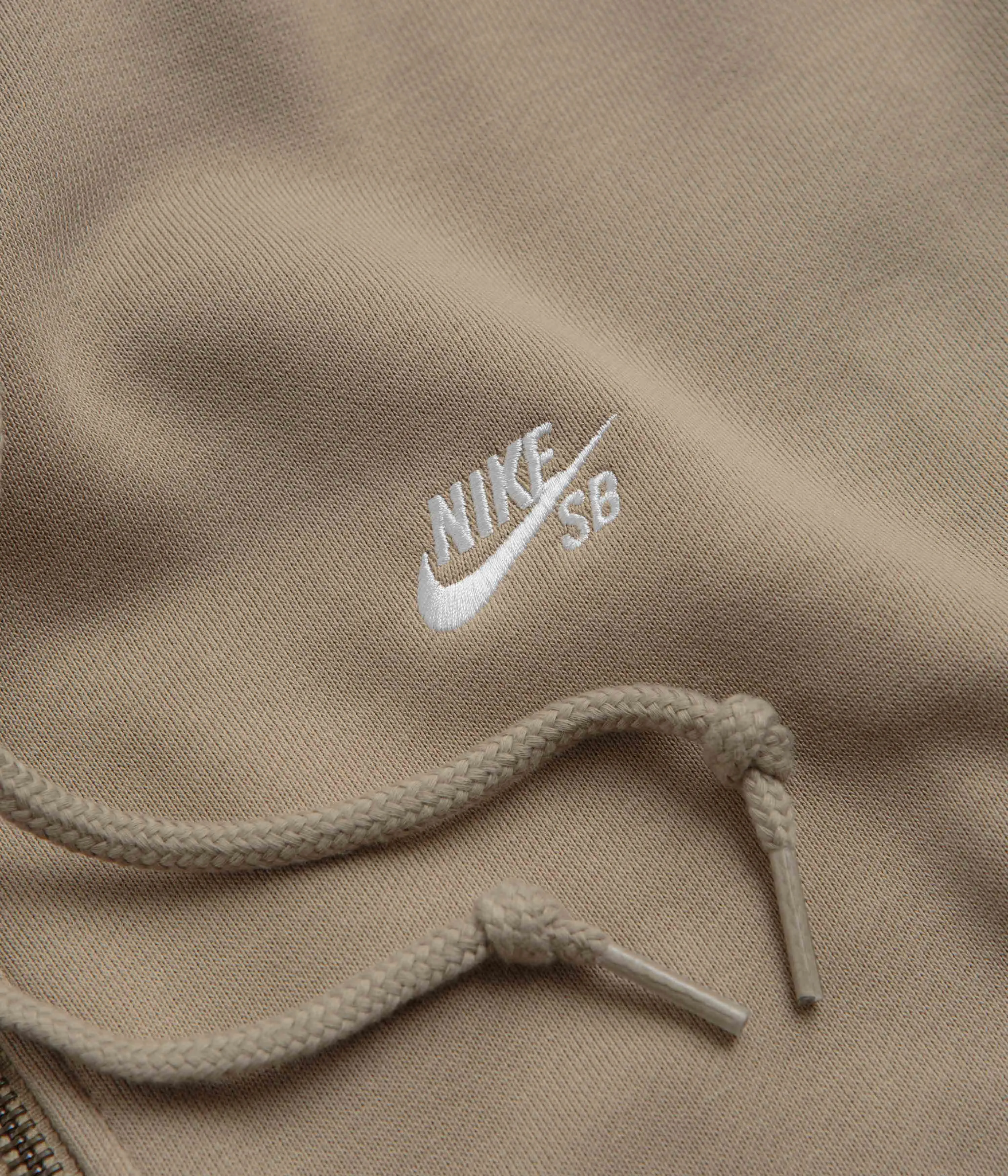Nike SB Essential Logo Full Zip Hoodie - Khaki / White Nike SB Clothing