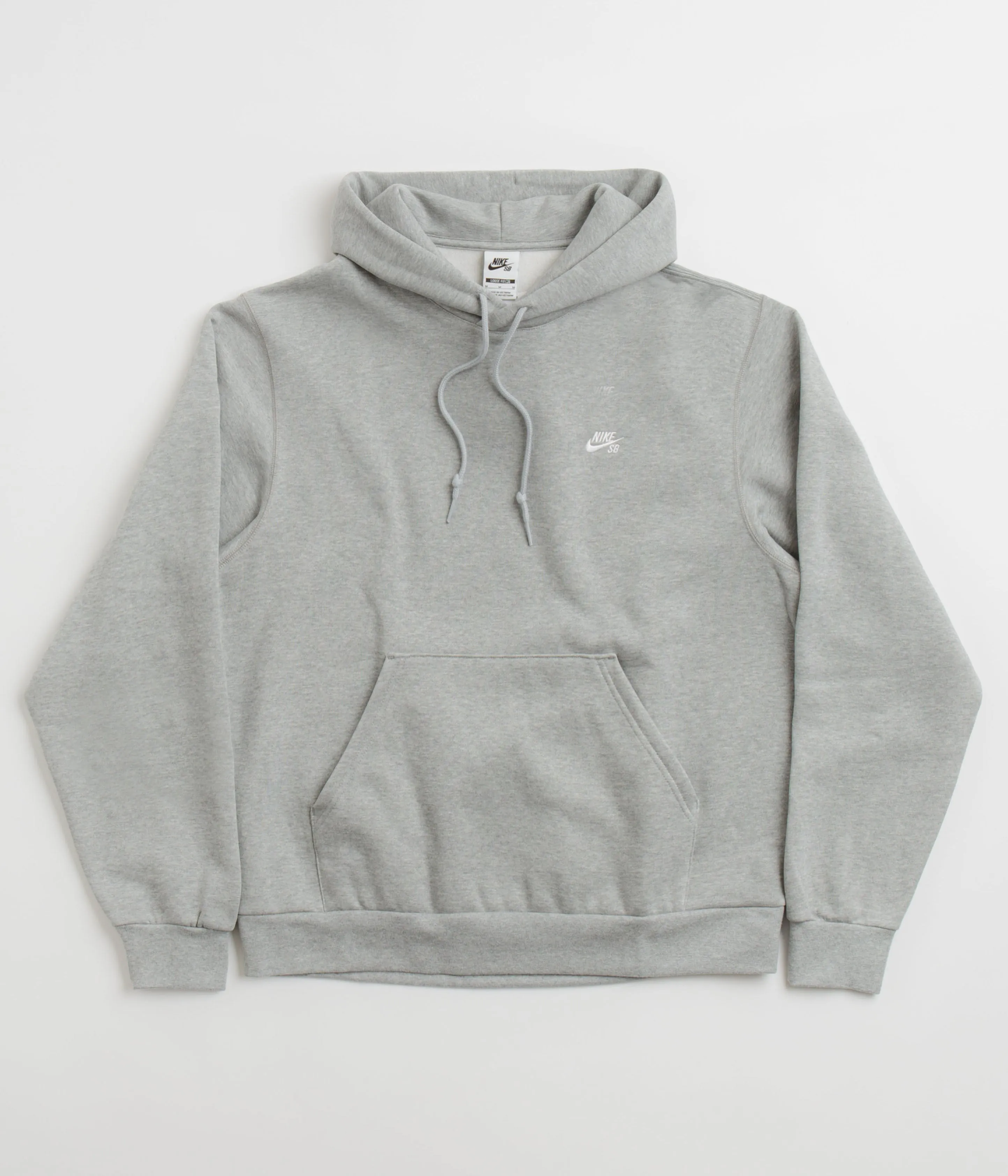 Nike SB Essential Small Logo Hoodie - Dark Grey Heather / White Nike SB Clothing