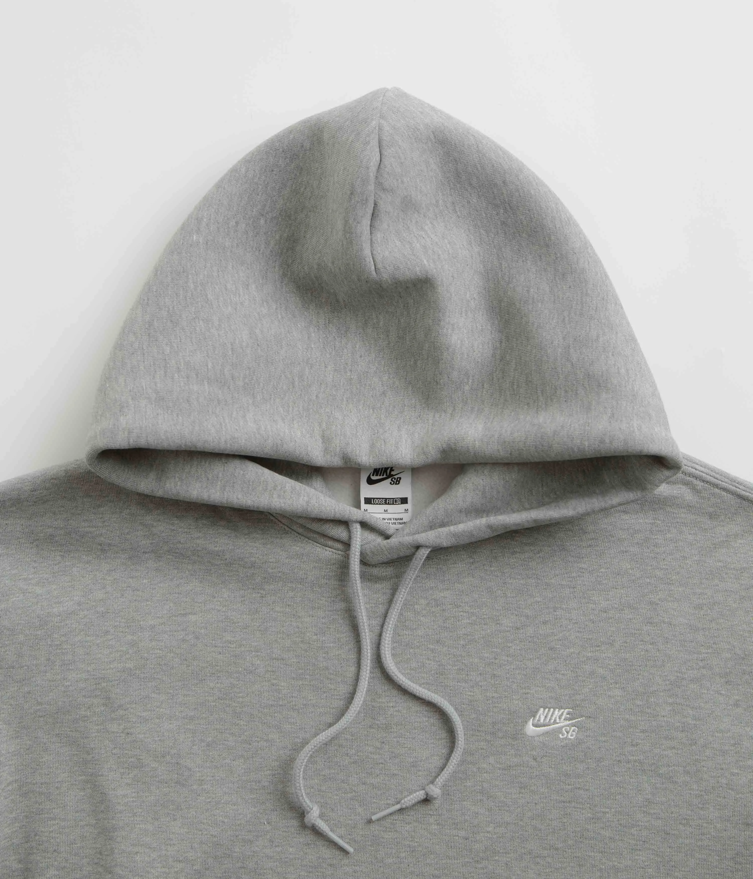Nike SB Essential Small Logo Hoodie - Dark Grey Heather / White Nike SB Clothing