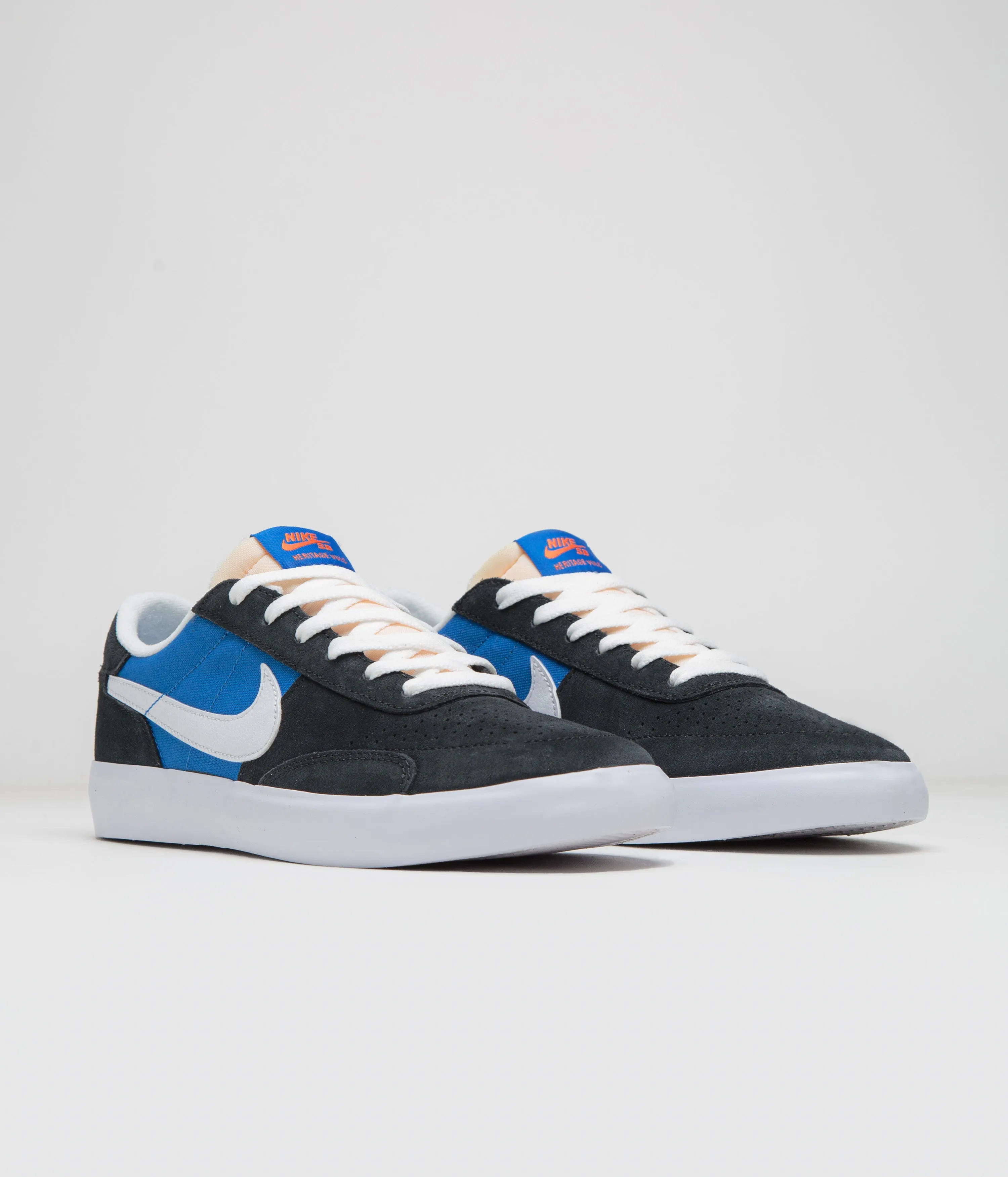 Nike SB Heritage Vulc Shoes - Black / White - Signal Blue - Safety Orange Nike SB Clothing