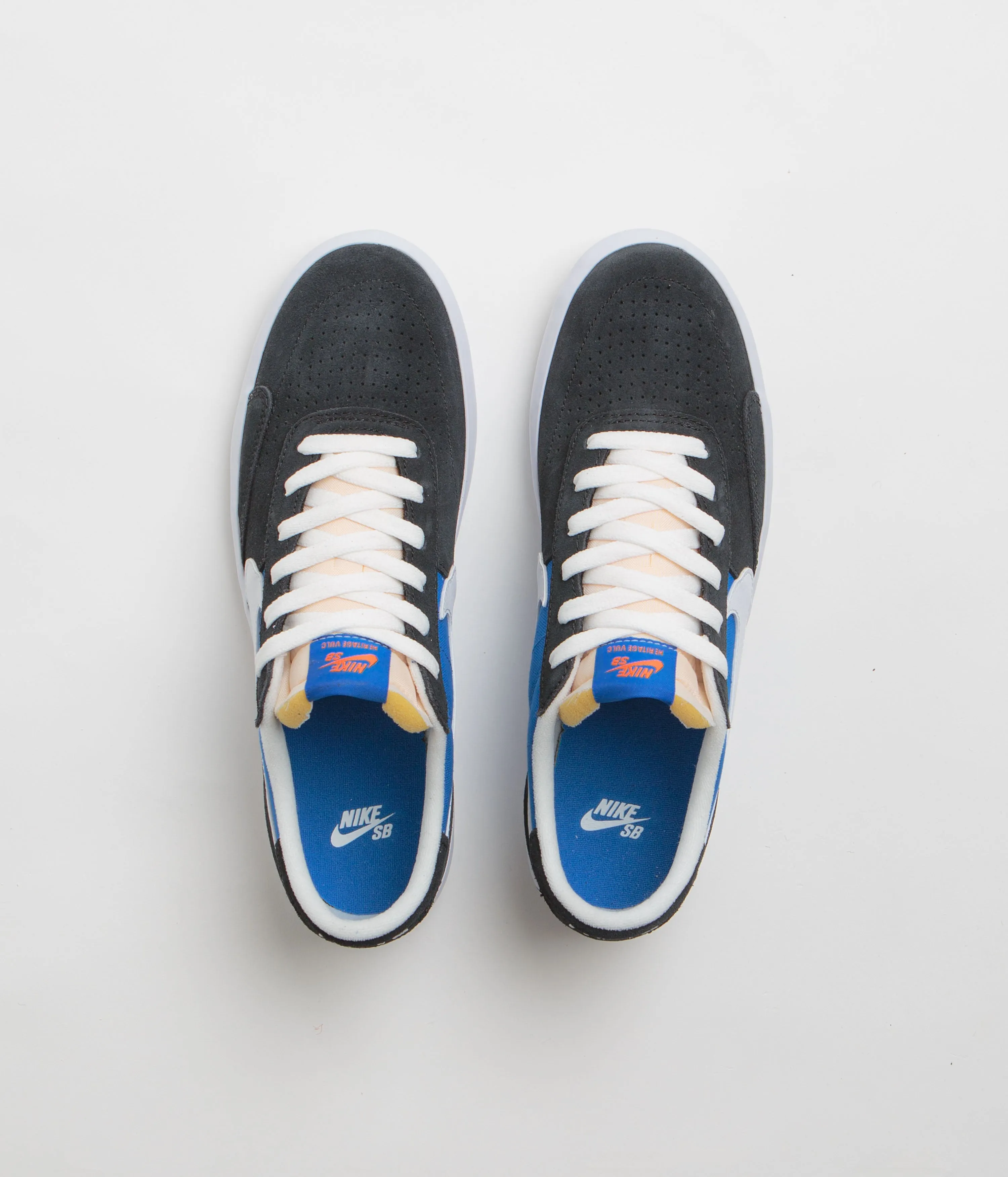 Nike SB Heritage Vulc Shoes - Black / White - Signal Blue - Safety Orange Nike SB Clothing