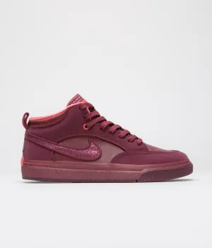 Nike SB React Leo Premium Shoes - Dark Beetroot / Dark Beetroot - Team Red Nike SB Clothing
