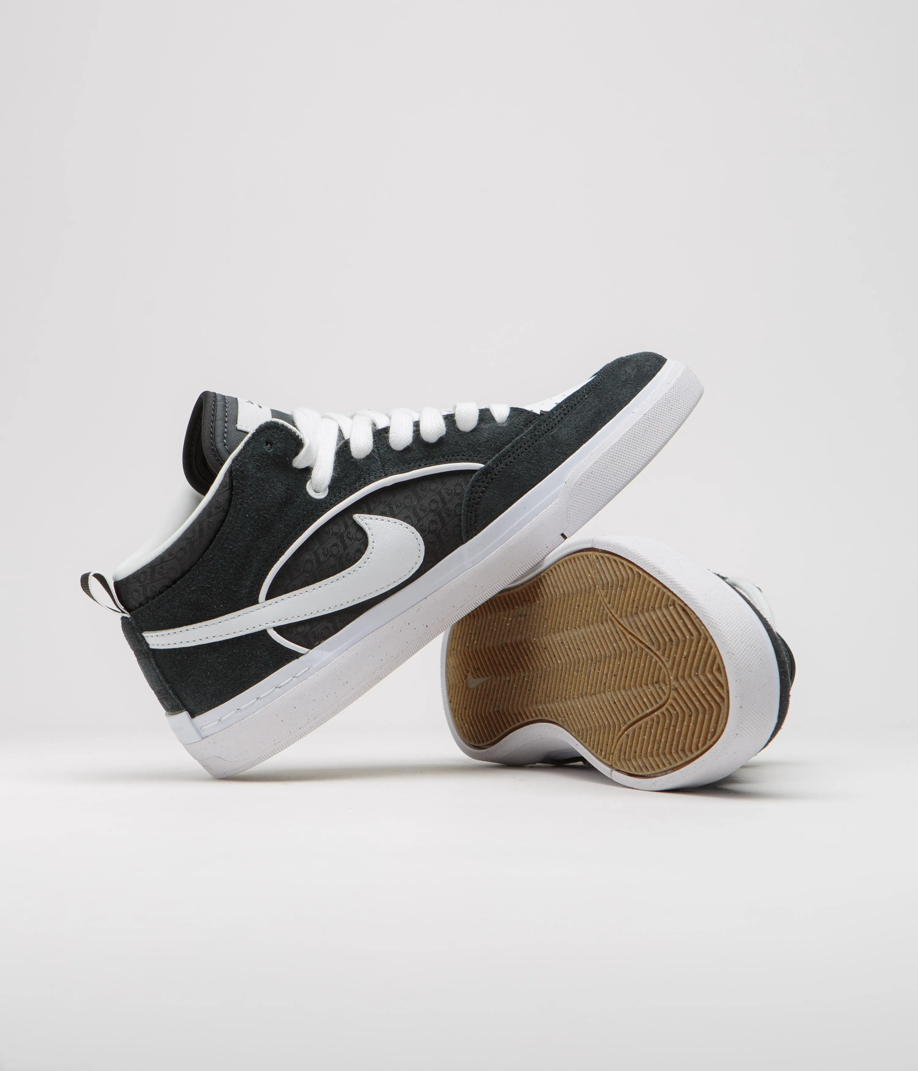 Nike SB React Leo Shoes - Black / White - Black - Gum Light Brown Nike SB Clothing