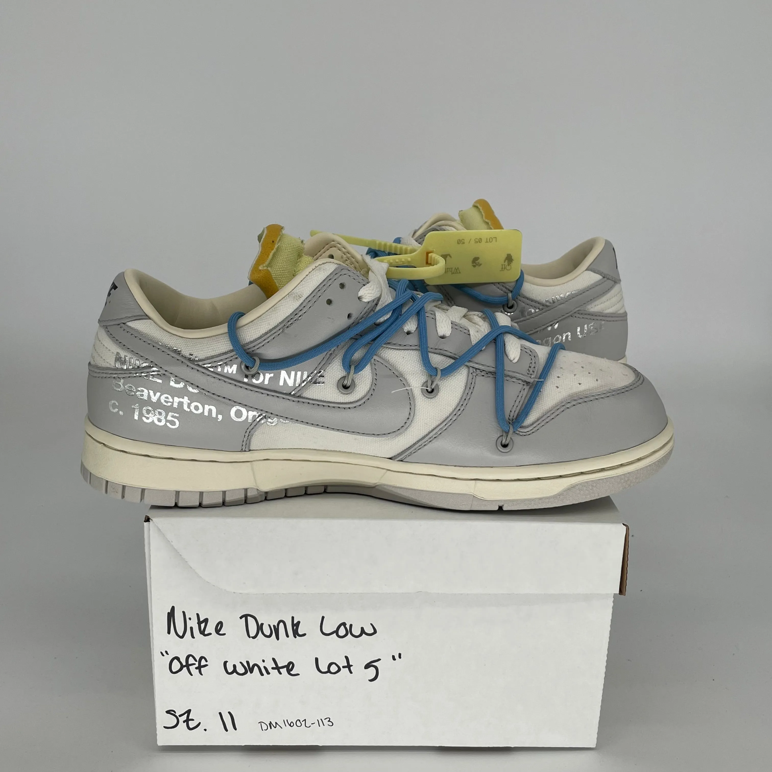 OFF WHITE NIKE DUNK LOW LOT 5 SIZE 11 DM1602-113