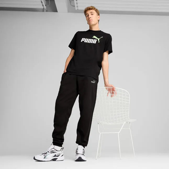 PUMA MEN'S ESSENTALS LOGO FLEECE BLACK TRACKPANTS