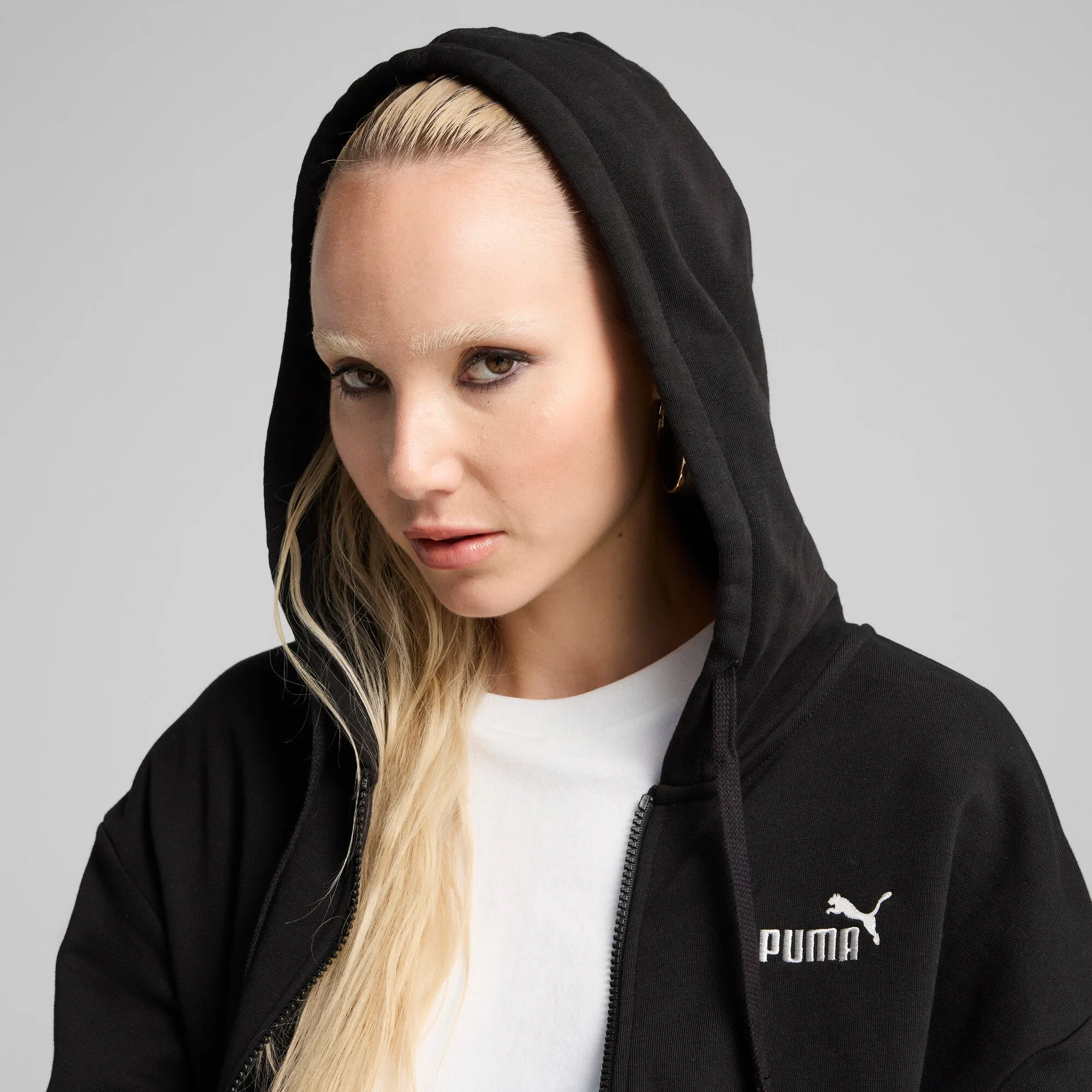 PUMA Women's Essentials Small No. 1 Logo French Terry Comfort Full-Zip Hoodie