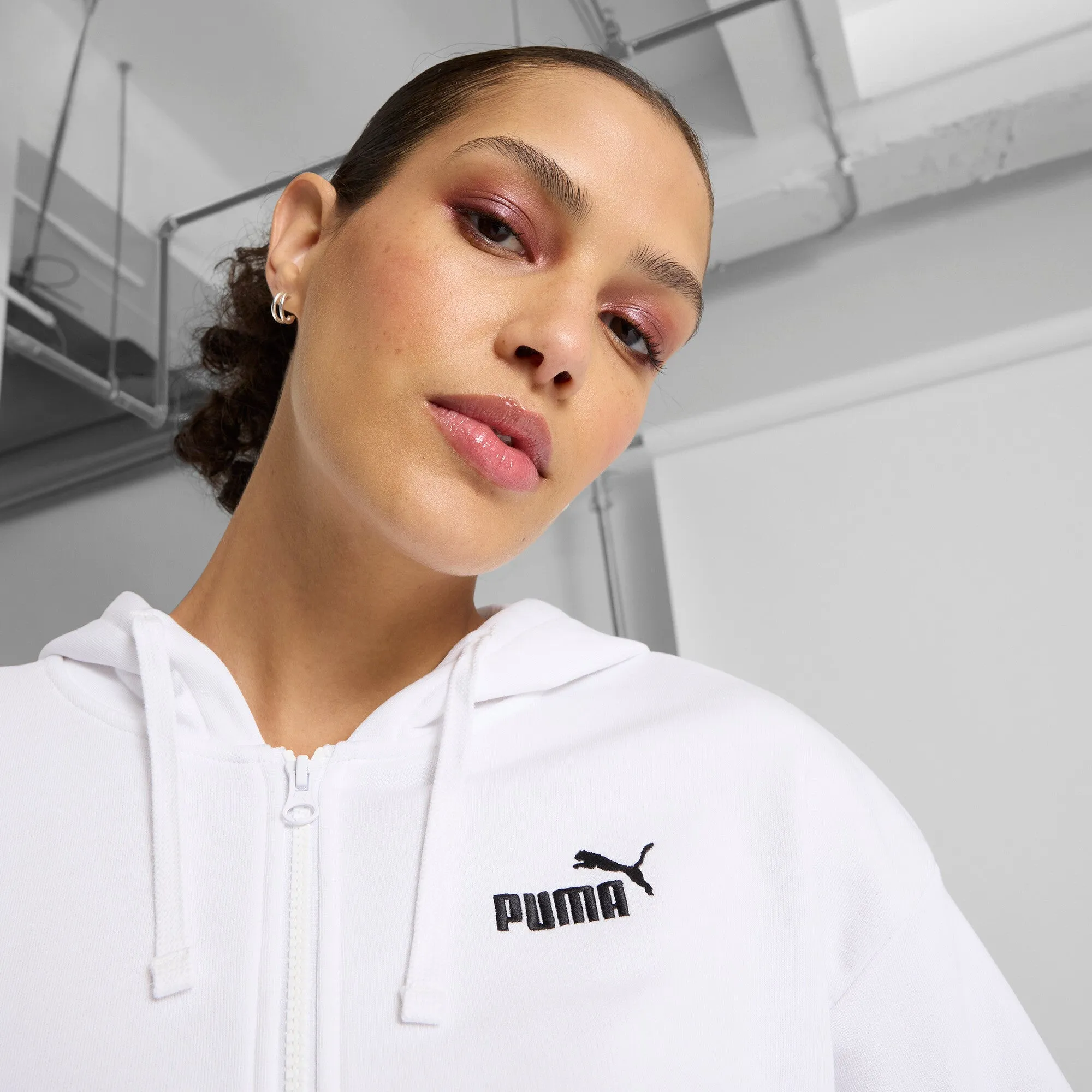 PUMA Women's Essentials Small No. 1 Logo French Terry Comfort Full-Zip Hoodie