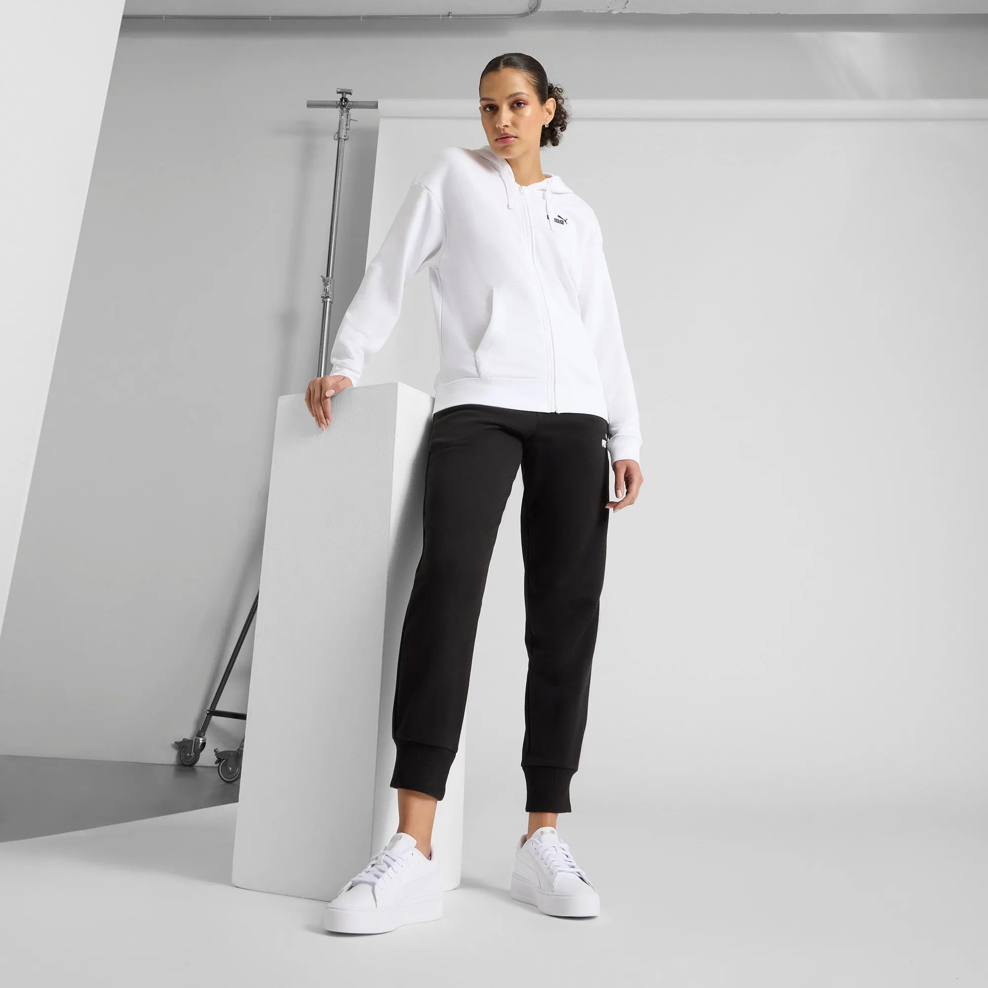 PUMA Women's Essentials Small No. 1 Logo French Terry Comfort Full-Zip Hoodie