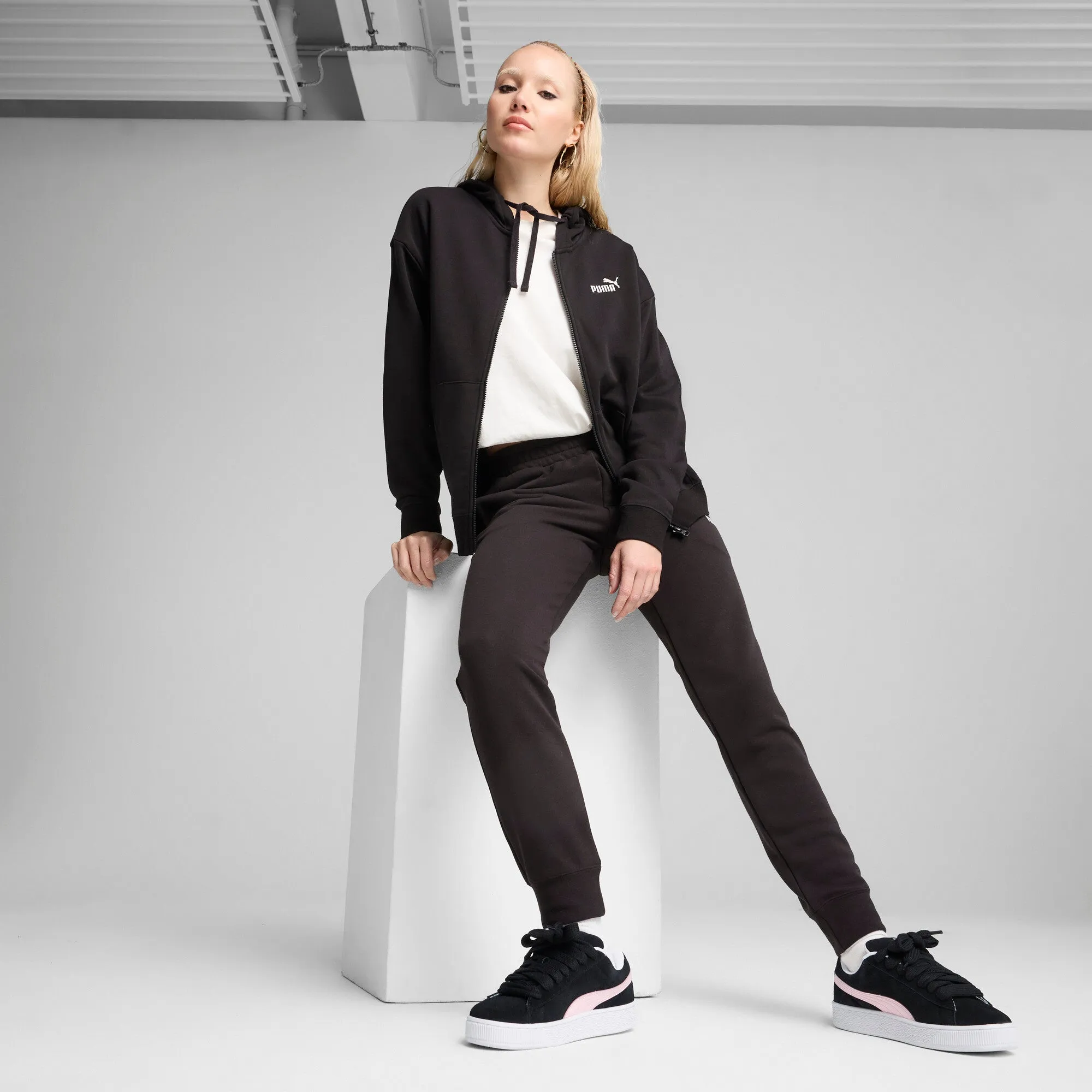 PUMA Women's Essentials Small No. 1 Logo French Terry Comfort Full-Zip Hoodie